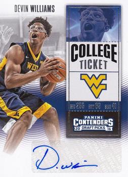 2016 Panini Contenders Draft Picks - College Ticket Autographs #162 Devin Williams Front