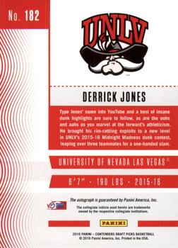 2016 Panini Contenders Draft Picks - College Ticket Autographs #182 Derrick Jones Back
