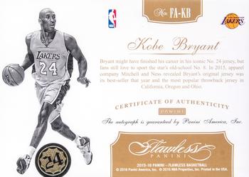 2015-16 Panini Flawless - Autographs #FA-KB Kobe Bryant Back