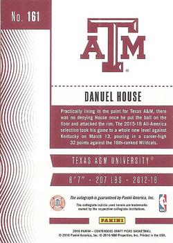 2016 Panini Contenders Draft Picks - College Ticket Autographs Draft Ticket Red Foil #161 Danuel House Back