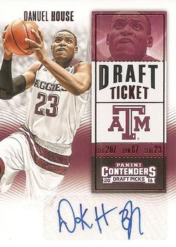 2016 Panini Contenders Draft Picks - College Ticket Autographs Draft Ticket Red Foil #161 Danuel House Front