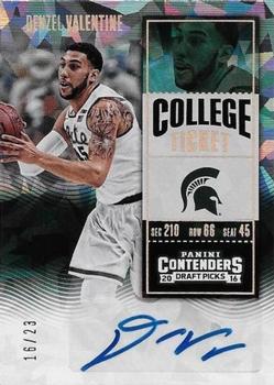 2016 Panini Contenders Draft Picks - College Ticket Autographs Variations Cracked Ice Ticket #112 Denzel Valentine Front