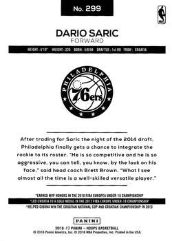 2016-17 Hoops - Silver #299 Dario Saric Back