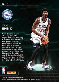 2016-17 Hoops - Faces of the Future #9 Joel Embiid Back