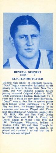 1968-74 NBA Hall of Fame Bookmarks #NNO Dutch Dehnert Front