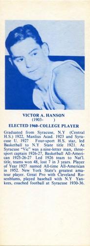 1968-74 NBA Hall of Fame Bookmarks #NNO Vic Hanson Front