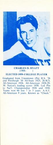 1968-74 NBA Hall of Fame Bookmarks #NNO Chuck Hyatt Front