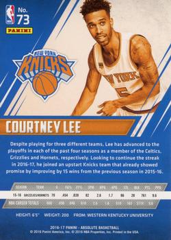 2016-17 Panini Absolute #73 Courtney Lee Back