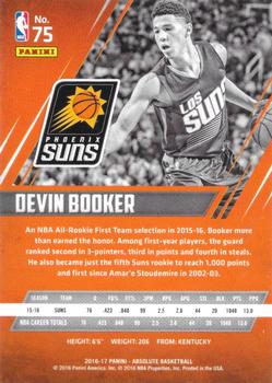 2016-17 Panini Absolute #75 Devin Booker Back