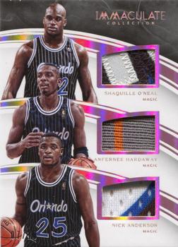 2015-16 Panini Immaculate Collection - Trios Memorabilia Prime #TM-OMA Anfernee Hardaway / Nick Anderson / Shaquille O'Neal Front