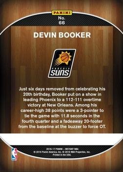 2016-17 Panini Instant NBA #66 Devin Booker Back