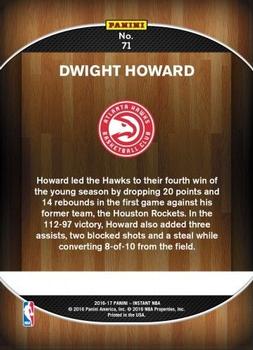 2016-17 Panini Instant NBA #71 Dwight Howard Back