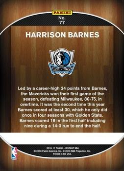 2016-17 Panini Instant NBA #77 Harrison Barnes Back