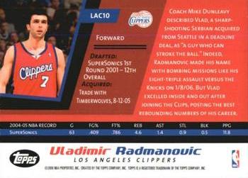 2005-06 Topps Jet Blue Los Angeles Clippers #LAC10 Vladimir Radmanovic Back