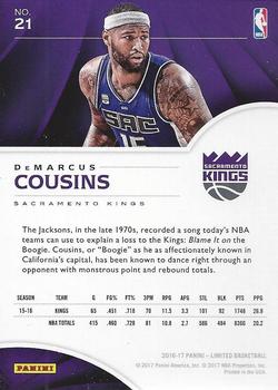 2016-17 Panini Limited #21 DeMarcus Cousins Back