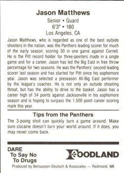 1990-91 Pittsburgh Panthers #NNO Jason Matthews Back