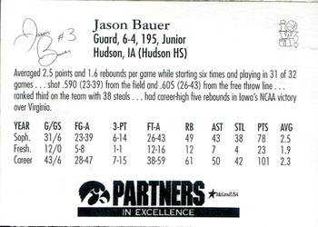 1997-98 Iowa Hawkeyes #1 Jason Bauer Back
