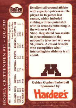 1994-95 Minnesota Golden Gophers #1 Hosea Crittenden Back