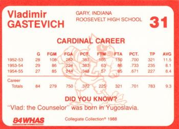 1988-89 Louisville Cardinals Collegiate Collection #31 Vladimir Gastevich Back