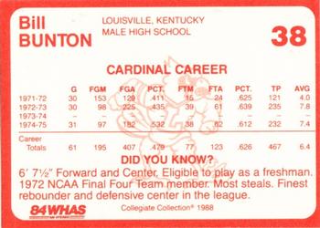 1988-89 Louisville Cardinals Collegiate Collection #38 Bill Bunton Back