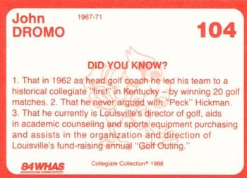 1988-89 Louisville Cardinals Collegiate Collection #104 John Dromo Back