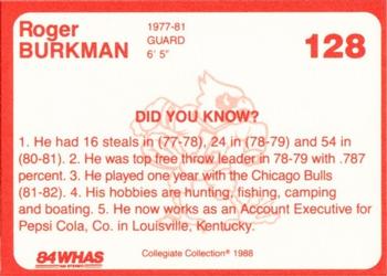 1988-89 Louisville Cardinals Collegiate Collection #128 Roger Burkman Back
