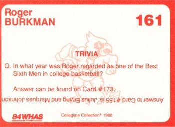 1988-89 Louisville Cardinals Collegiate Collection #161 Roger Burkman Back