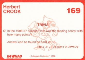 1988-89 Louisville Cardinals Collegiate Collection #169 Herbert Crook Back