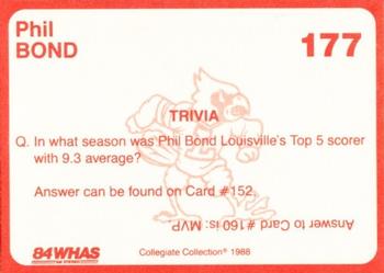 1988-89 Louisville Cardinals Collegiate Collection #177 Phil Bond Back