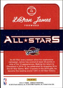 2016-17 Donruss - All-Stars #13 LeBron James Back