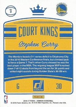 2016-17 Donruss - Court Kings #2 Stephen Curry Back