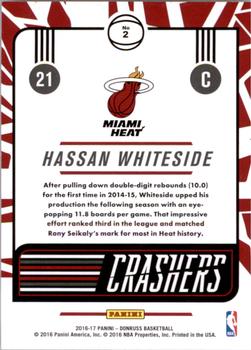 2016-17 Donruss - Crashers #2 Hassan Whiteside Back