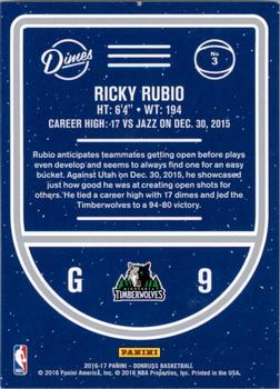 2016-17 Donruss - Dimes #3 Ricky Rubio Back