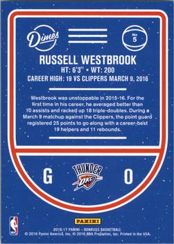 2016-17 Donruss - Dimes #5 Russell Westbrook Back