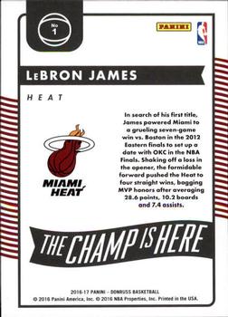 2016-17 Donruss - The Champ is Here #1 LeBron James Back