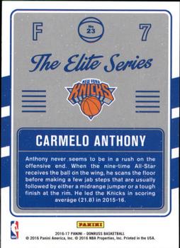 2016-17 Donruss - The Elite Series #23 Carmelo Anthony Back