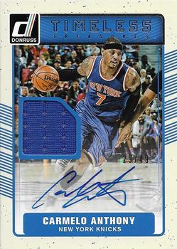 2016-17 Donruss - Timeless Treasures Materials Signatures #14 Carmelo Anthony Front