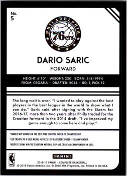 2016-17 Panini Complete #5 Dario Saric Back