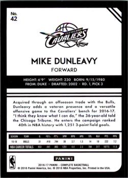 2016-17 Panini Complete #42 Mike Dunleavy Back