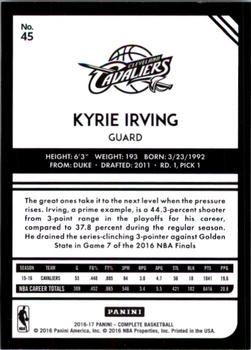 2016-17 Panini Complete #45 Kyrie Irving Back