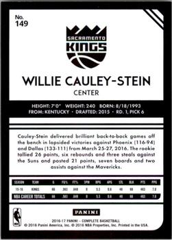 2016-17 Panini Complete #149 Willie Cauley-Stein Back