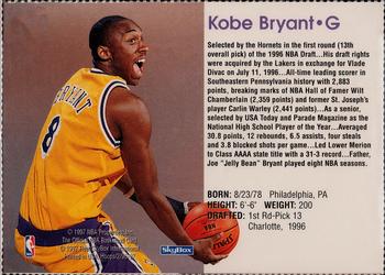1996-97 Hoops Los Angeles Lakers Team Sheet SGA #NNO Kobe Bryant Back