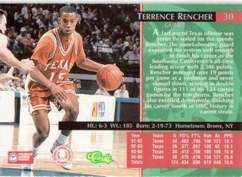 1995 Classic Rookies - Gold Foil #30 Terrence Rencher Back