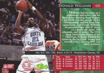 1995 Classic Rookies - Gold Foil #60 Donald Williams Back