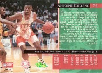 1995 Classic Rookies - Gold Foil #76 Antoine Gillespie Back