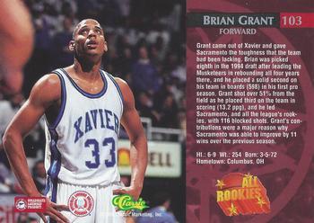 1995 Classic Rookies - Gold Foil #103 Brian Grant Back