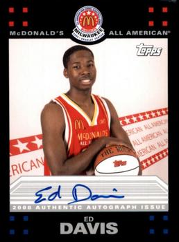 2008 Topps McDonald's All-American Game - Game Day Autographs Aftermarket #ED Ed Davis Front