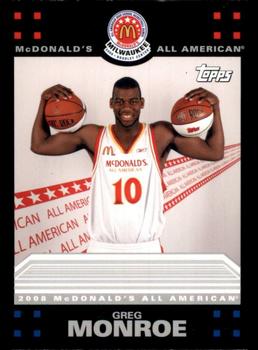 2008 Topps McDonald's All-American Game - Game Day Autographs Aftermarket #GM Greg Monroe Front