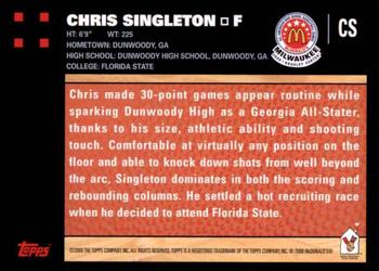 2008 Topps McDonald's All-American Game - Game Day Autographs Aftermarket #CS Chris Singleton Back
