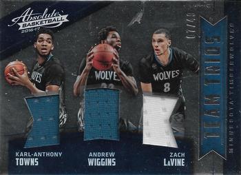 2016-17 Panini Absolute - Team Trios #1 Karl-Anthony Towns / Zach LaVine / Andrew Wiggins Front